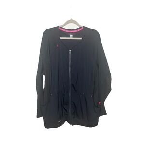 Koi Lite Clarity Black Full Zip Jacket Womens 3XL Scrub Top Long Sleeve